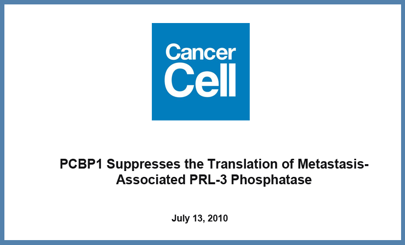 PCBP1 suppresses the translation of metastasis-associated PRL-3 phosphatase
